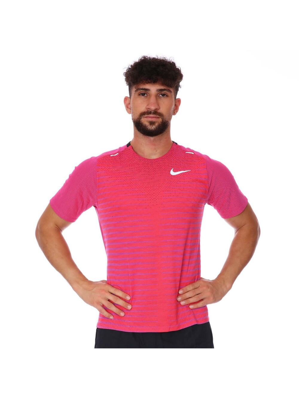 Nike Men's TechKnit Future Fast Vivid Purple Slim Fit Running T Shirt Size 2XL